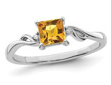 1/2 Carat (ctw) Princess-Cut Solitaire Citrine Ring in Sterling Silver